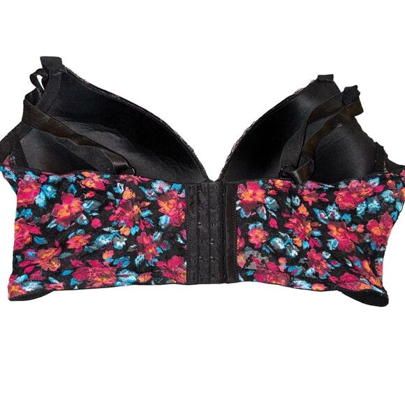 Black Fuchsia‎ by Black Fuchsia by Secret Lace 40D Pink Floral Lace Wireless Bra - Picture 4 of 6